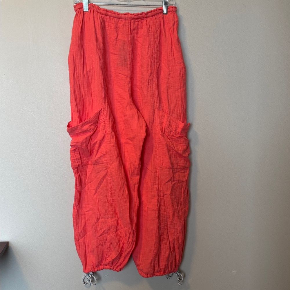 Wild Fable NWT Coral Drawstring Waist Linen Cargo Pants - Picture 6 of 7